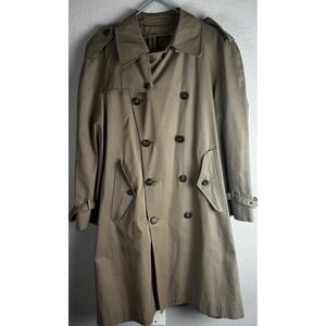 Gleneagles American Traveler Beige Double Breasted Trench Coat Size 40S Baskin